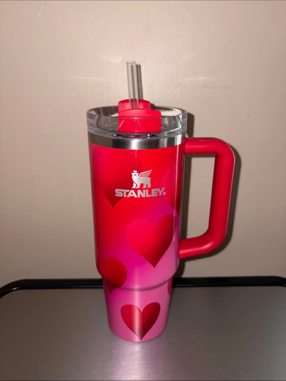 Never used Stanley Red and Pink Heart 30oz Travel Mug
